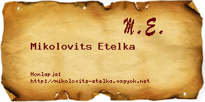Mikolovits Etelka névjegykártya